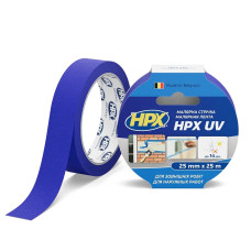 Малярна стрічка стійка до ультрафіолету HPX UV 25мм*25м синя (МU2525)